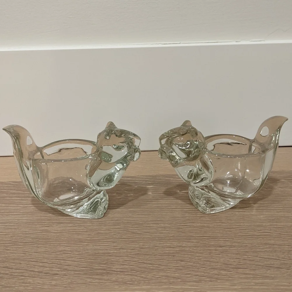 Vintage Avon glass squirrel candle holders
